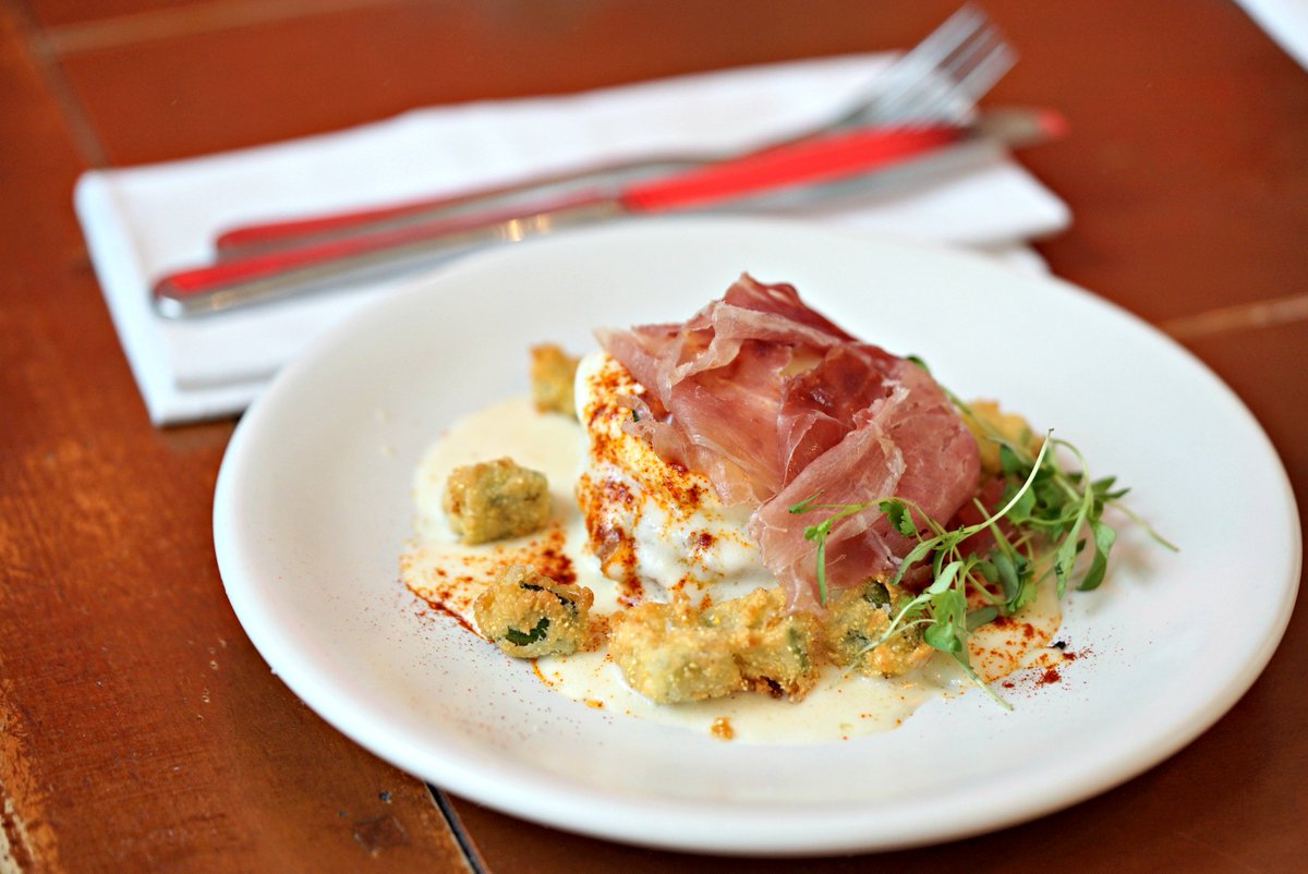 townhallBBQ's tweet photo. Faith's Warm Ham and Cheese Toast, poached egg, jalapeño cream. https://t.co/CfE5bSNOCl