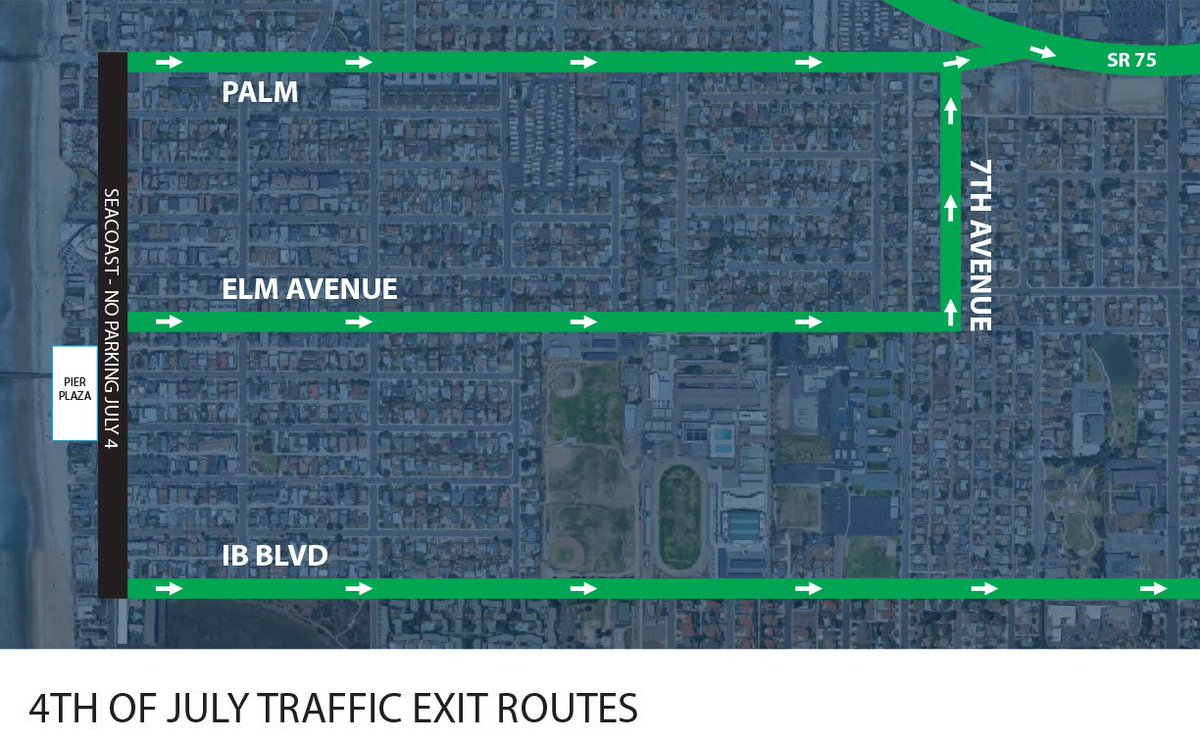 CityofIB's tweet photo. The 4th is coming up! Follow this map to ease the traffic pain after the #fireworks in #imperialbeach We also highly encourage public transit with @sdmts #iblivin #wonderfront #GoSanDiego #IBPier #iHeartIB @portofsandiego https://t.co/ACm6NqY23k