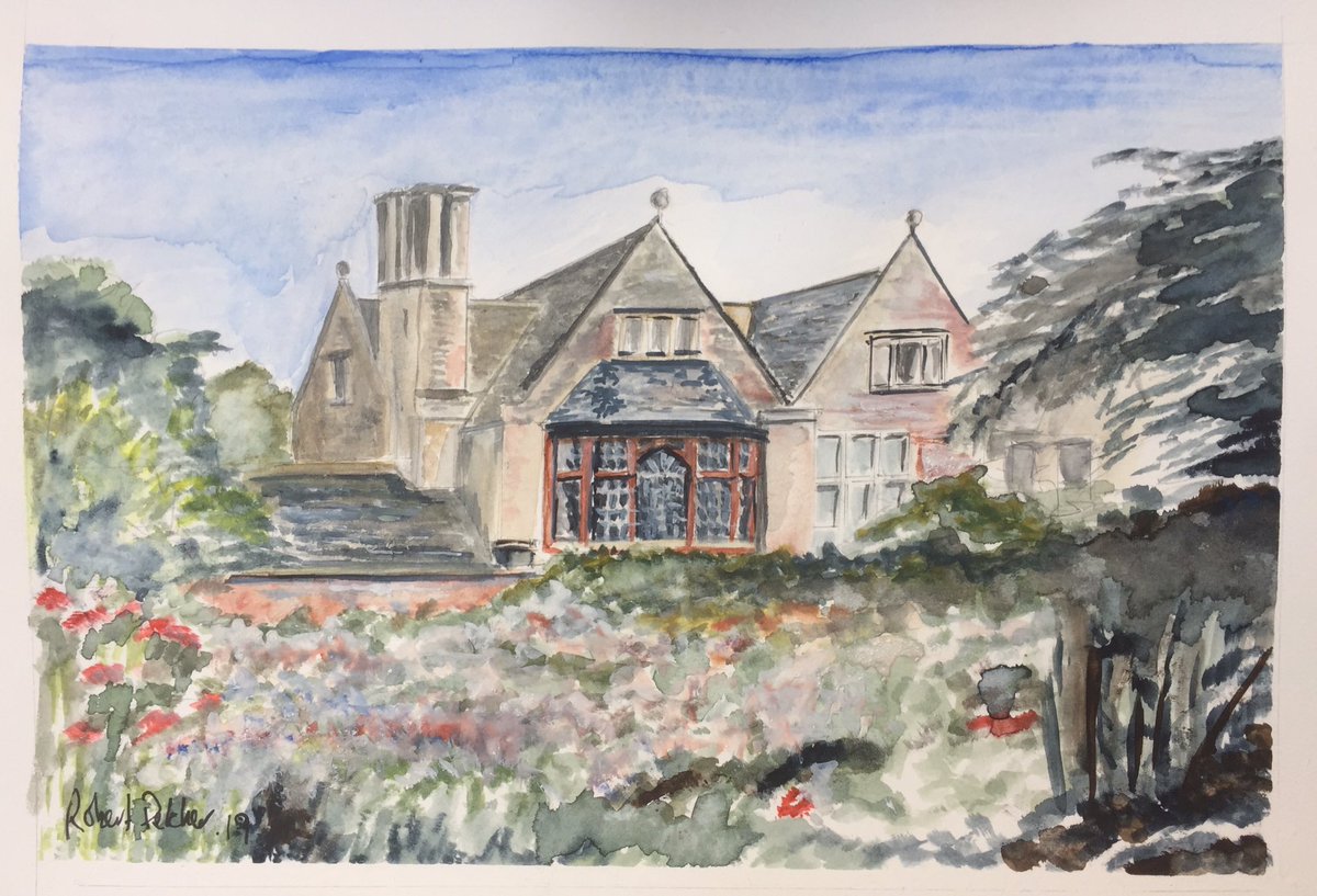MPaintbox's tweet photo. Although I am getting into oils recently I still love to turn out the occasional watercolour for relaxation. This is my second version of this 11 x 8β of Hidcote Manor on cartridge. #nationaltrust #hidcotemanor #Cotswolds https://t.co/3phjoYQ59a