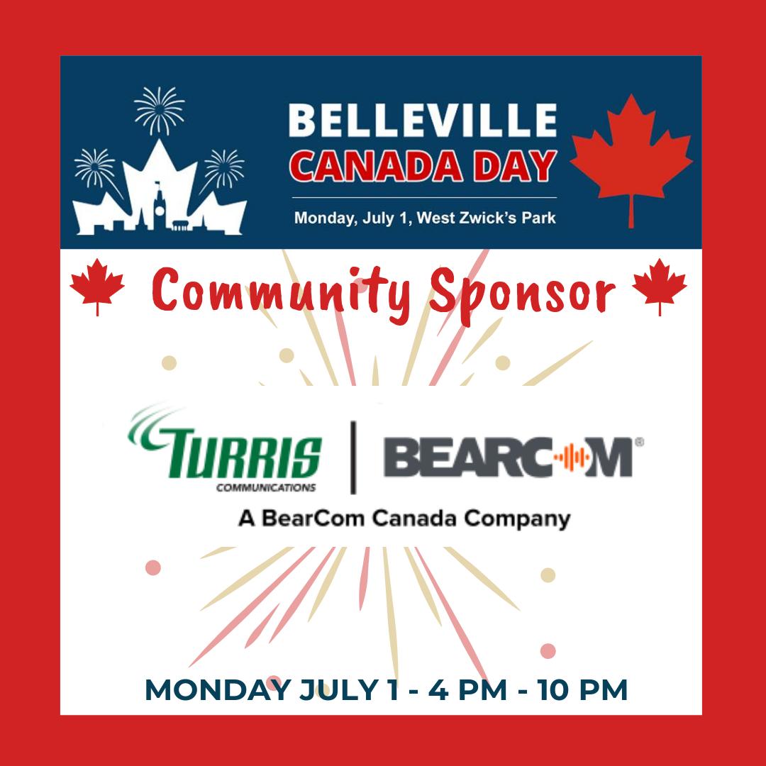 Thank you BearCom for being a Community Sponsor of the Belleville Canada Day 2019 festivities!  Mon. July 1, 4-10pm at West Zwicks Park.  #communitysponsor #CanadaDay #BellevilleON #BayofQuinte
