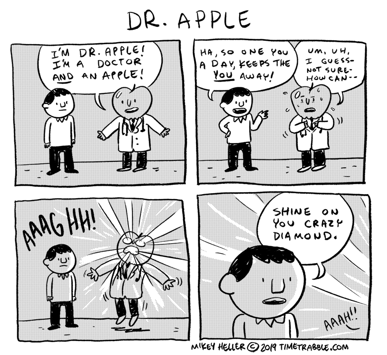 i drew a comic about a doctor that's also an apple 