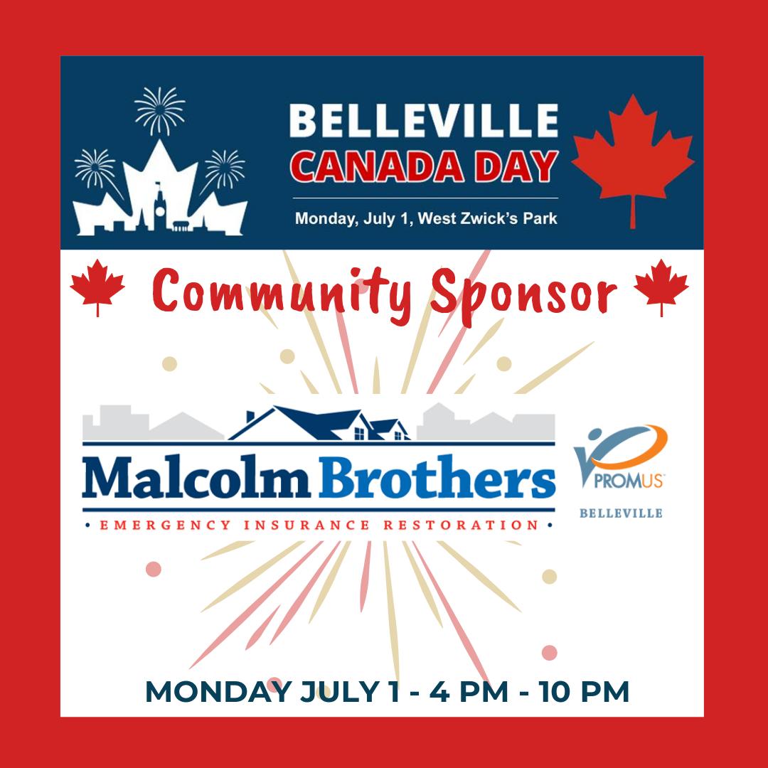 Thank you to Malcolm Brothers for being a Community Sponsor at the <a href="/BellevilleCAN/">Belleville Canada Day</a> 2019 festivities!  Mon. July 1, 4-10pm at West Zwicks Park. #communitysponsor #CanadaDay #BellevilleON #BayofQuinte