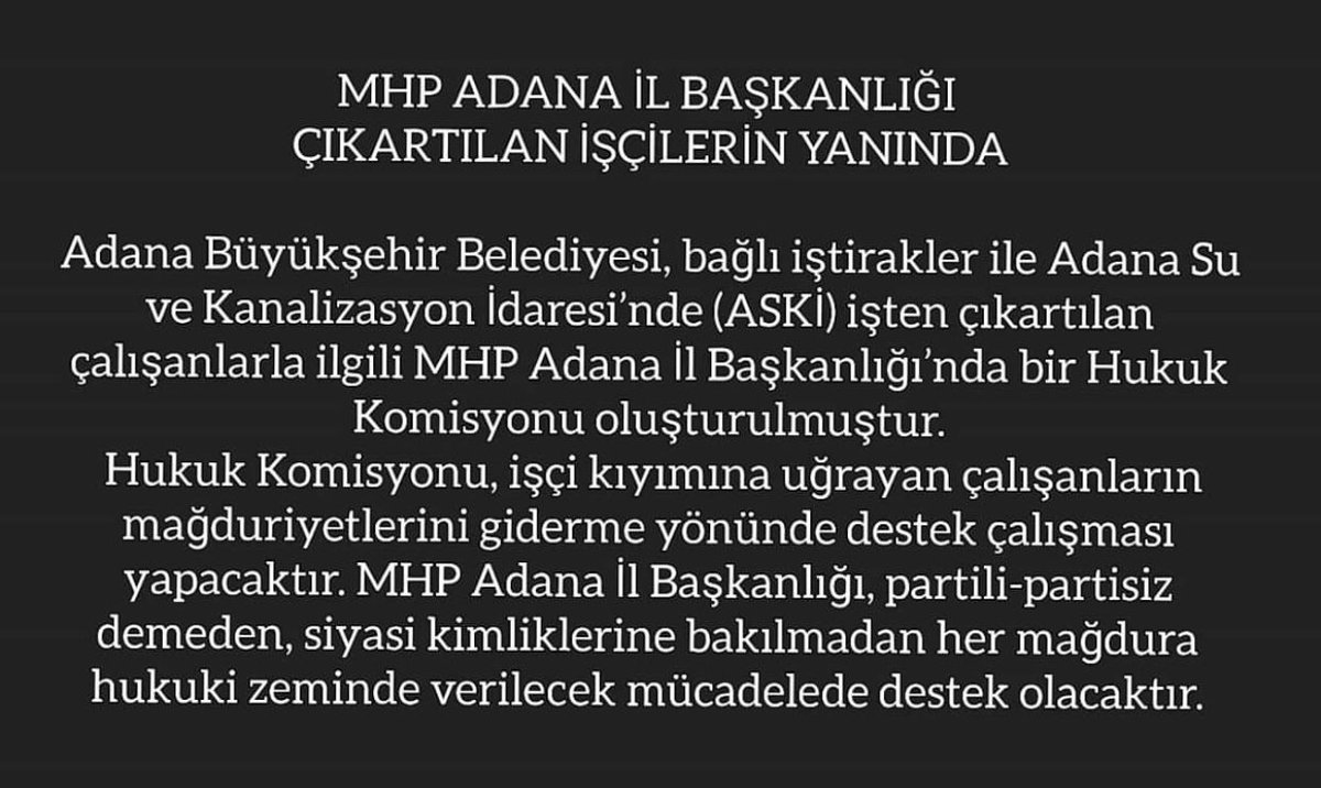 vatanacanfeda06's tweet photo. Adana’da kartçı diye ortaya yem atan @ZeydanKaralar01 Büyükşehir ve askide 1.750 ülkücü ve ak partili personelin işine son verdi @RTErdogan @dbdevletbahceli @MHP_Bilgi @jsarieroglu https://t.co/IaS2RDY2QT