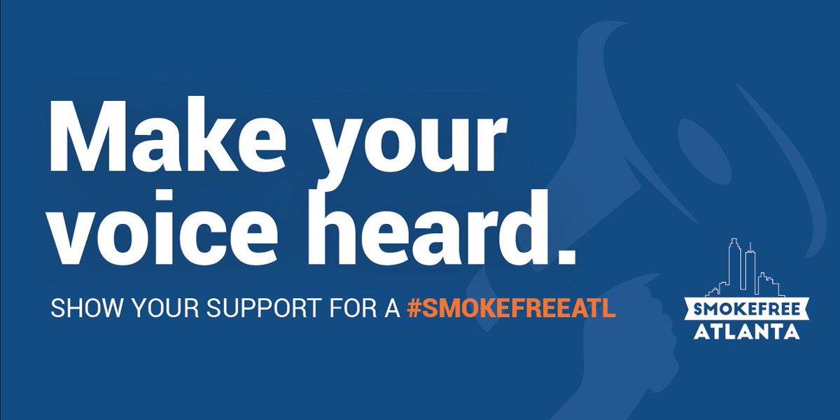 If you support making the City of Atlanta smoke-free, help us urge the <a href="/atlcouncil/">Atlanta City Council</a> to pass the smoke-free Atlanta ordinance making workplaces, including restaurants, bars and <a href="/ATLairport/">Atlanta Airport</a> smoke-free. Contact your councilmember at buff.ly/2HMKggU.