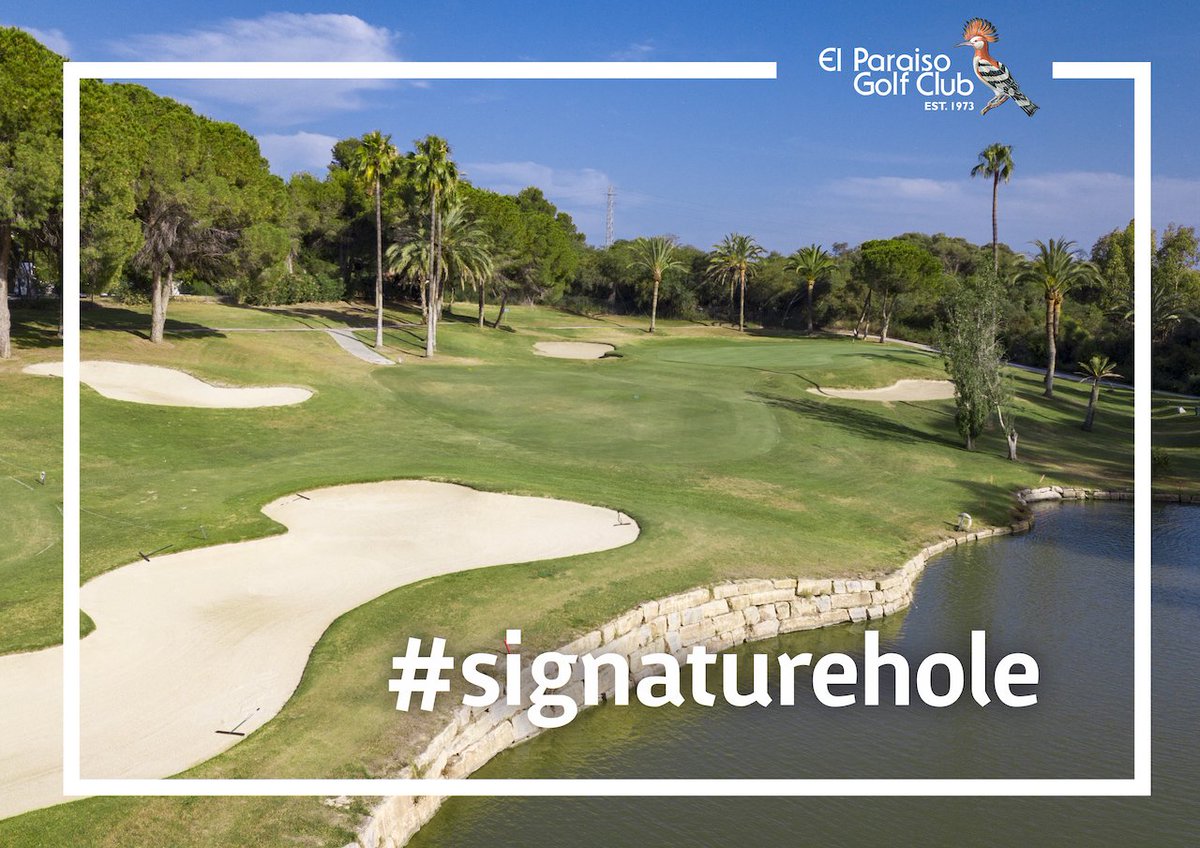 ElParaisoGolf's tweet image. #Hole6 ⛳️- El Paraiso’s signature #hole 😍, a par 5 dogleg left, offering everything a #golfer could want 🏌️‍♂️; water, #bunkers, #birdie for the brave or #bogey for the unwary! #Tee shot preferably just to the right of the corner pine #trees 😅