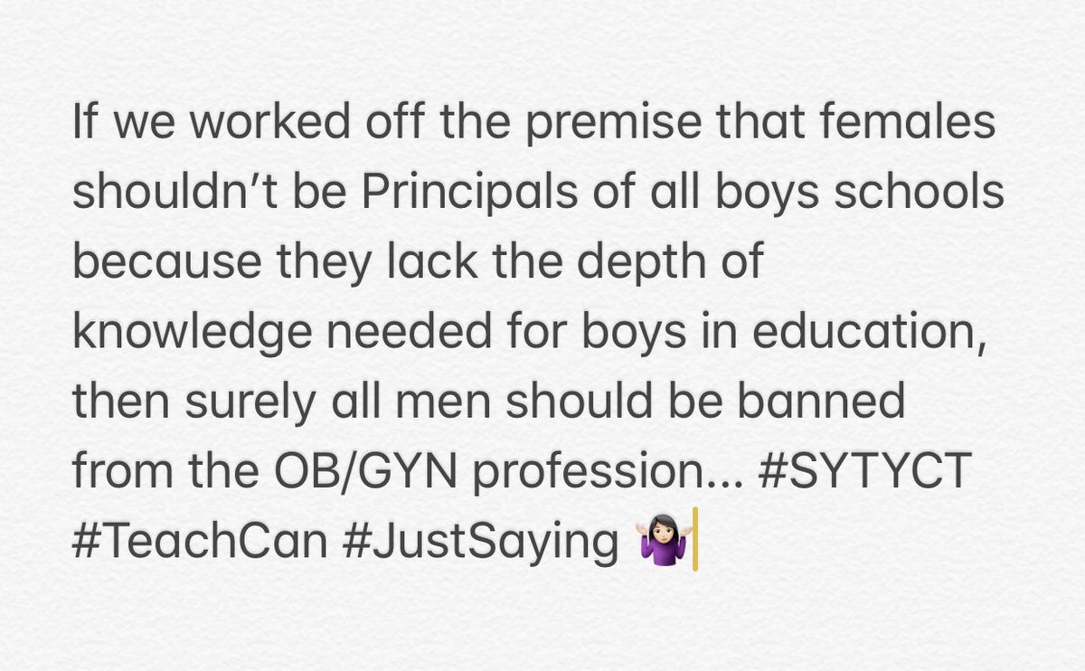 I mean... point taken. #LeadershipEdu #edleadersau #Education #WomenandLeadership #WLA <a href="/WLASocial/">Women & Leadership Australia</a> <a href="/WomensAgenda/">Women's Agenda</a> <a href="/TeachSociety/">Teach Society</a> <a href="/CAPA_WA/">Catholic Assistant Principals’ Association of W.A.</a> <a href="/JaneCaro/">Jane Caro</a>