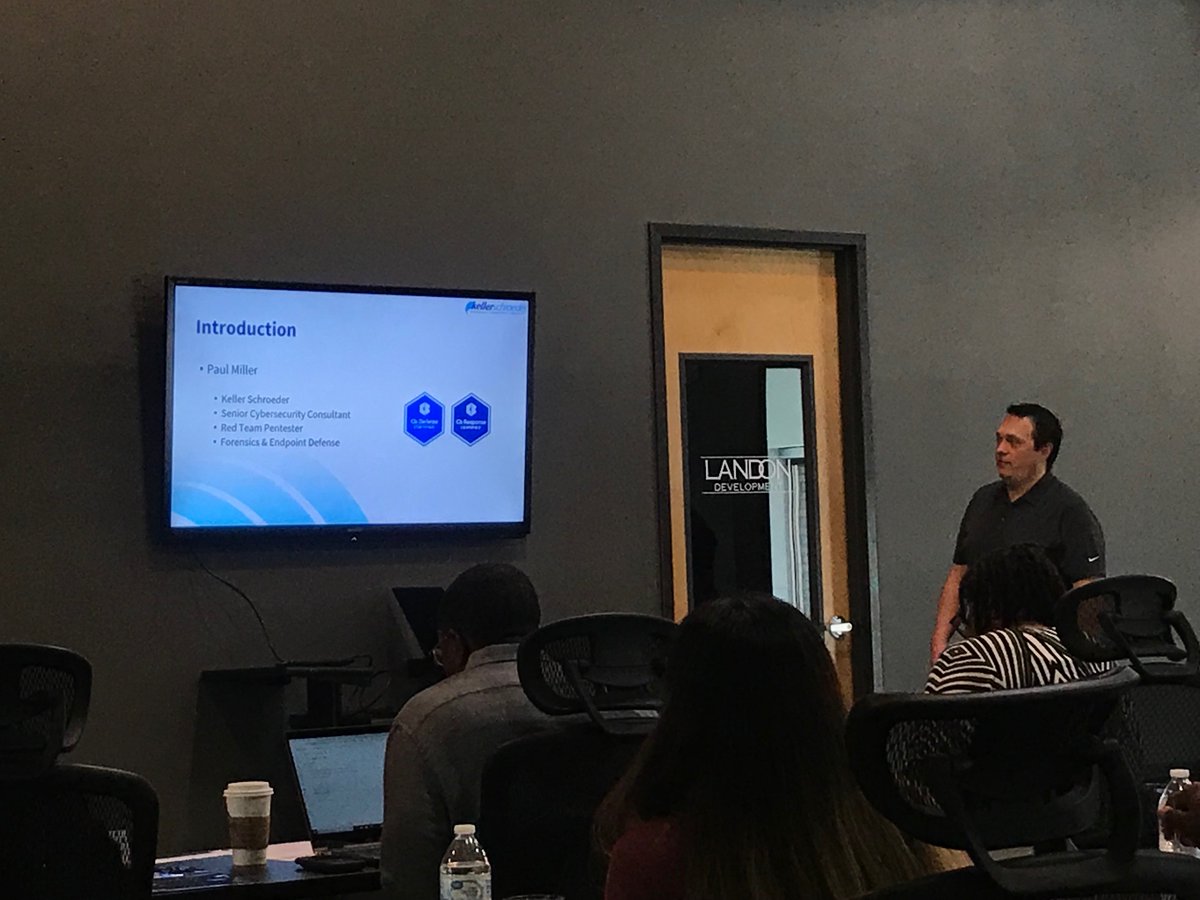 kellerschroeder's tweet photo. Paul Miller, a Senior Security Consultant, was the Keynote Speaker at the First Citizens Bank Security Event. Paul addressed how security is not a one-solution fits all strategy. Instead, it is about understanding your unique business and customizing the solution. #KSNash https://t.co/zV8QI0gVzs