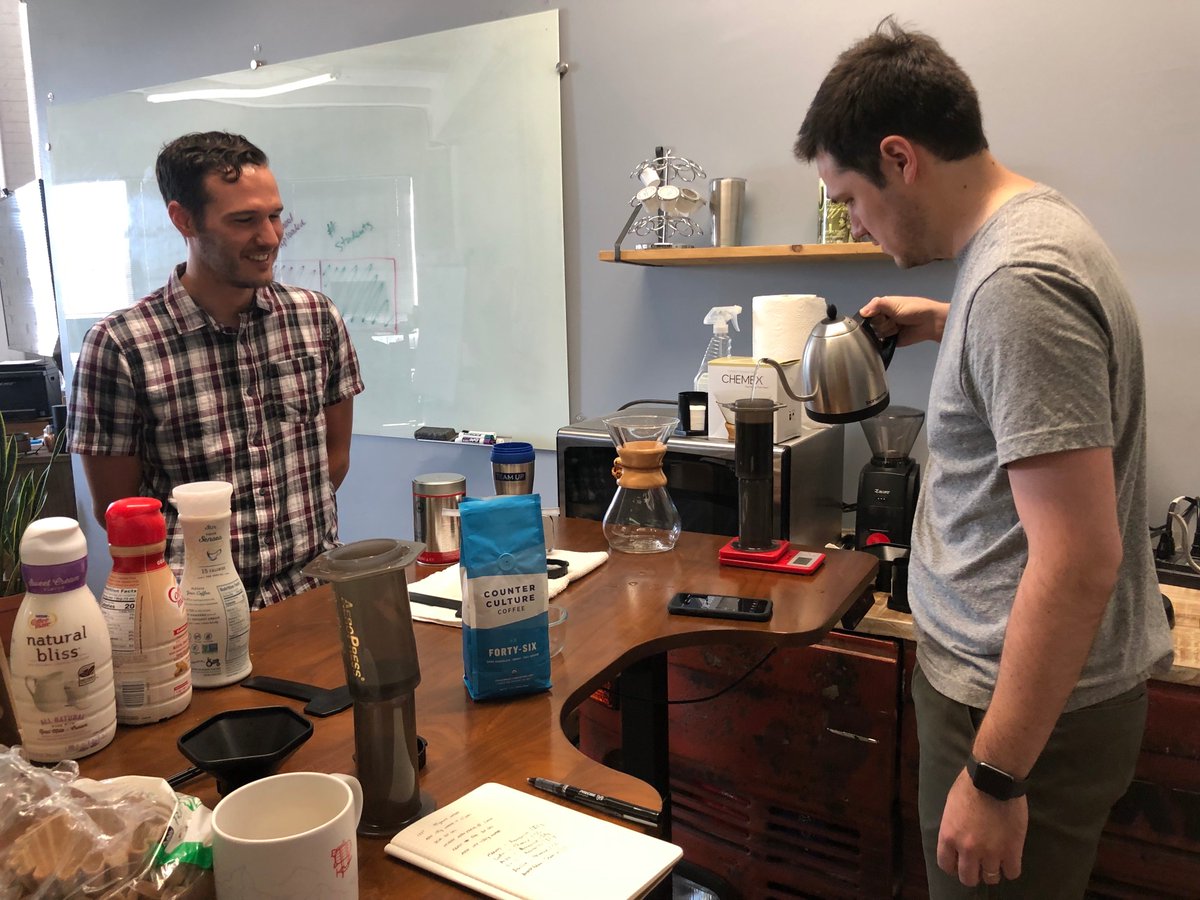 teamairship's tweet photo. Today, we had an impressive breakfast at the B'ham office thanks to our gourmet coffee enthusiasts @makozlo and @aaldrich. Fingers crossed this turns into a team pancake breakfast that we do every month. ☕️🥞⚓️ https://t.co/WDYmhOjIKM