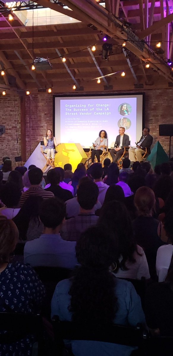 InclusivAction's tweet photo. @clarefoxinla moderating a panel on the successes of the LA Street Vendor Campaign! Panelists are @laGuat @DougSmth and @CurrenDPriceJr ! #PLUS2LA #vendorsinaction https://t.co/Bt3i7Z2GCB