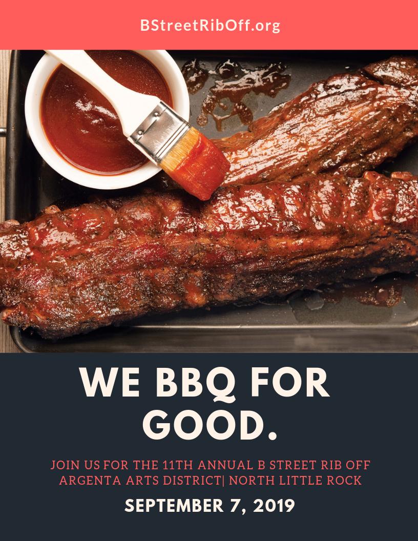 BStreetRibOff's tweet photo. We have team registrations open, but out spots will go fast. Your $110 registration fee goes to the American Cancer Society of Arkansas. Help us BBQ for good on September 7th. https://t.co/iKY3W7lDto