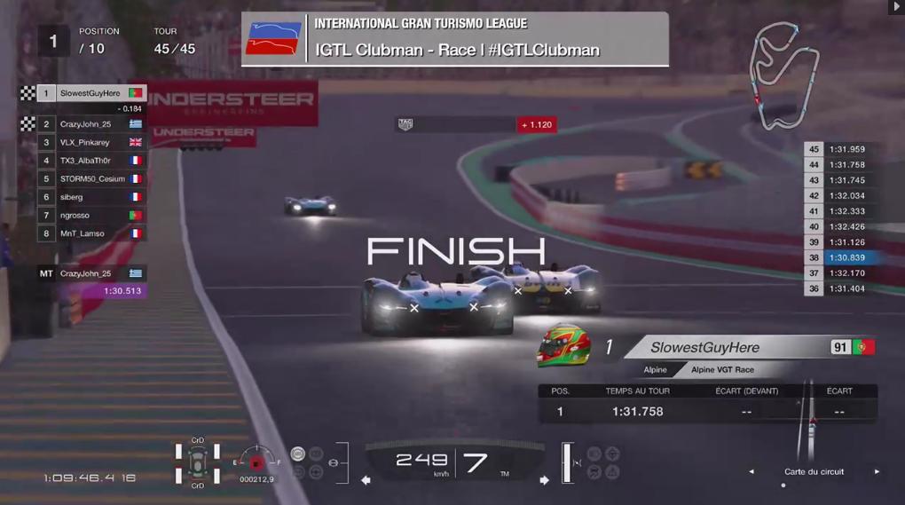 IGTLeague's tweet photo. [Provisional Results]  

We thought that @CrazyJohn_25 would win the #IGTLClubman but after hitting SlowestGuyHere from @Volex_eSports, he decided to let him by on the final straight!

Podium: @Volex_eSports - @CrazyJohn_25 - Pinkarey (@Volex_eSports) https://t.co/ADvG35Bybr