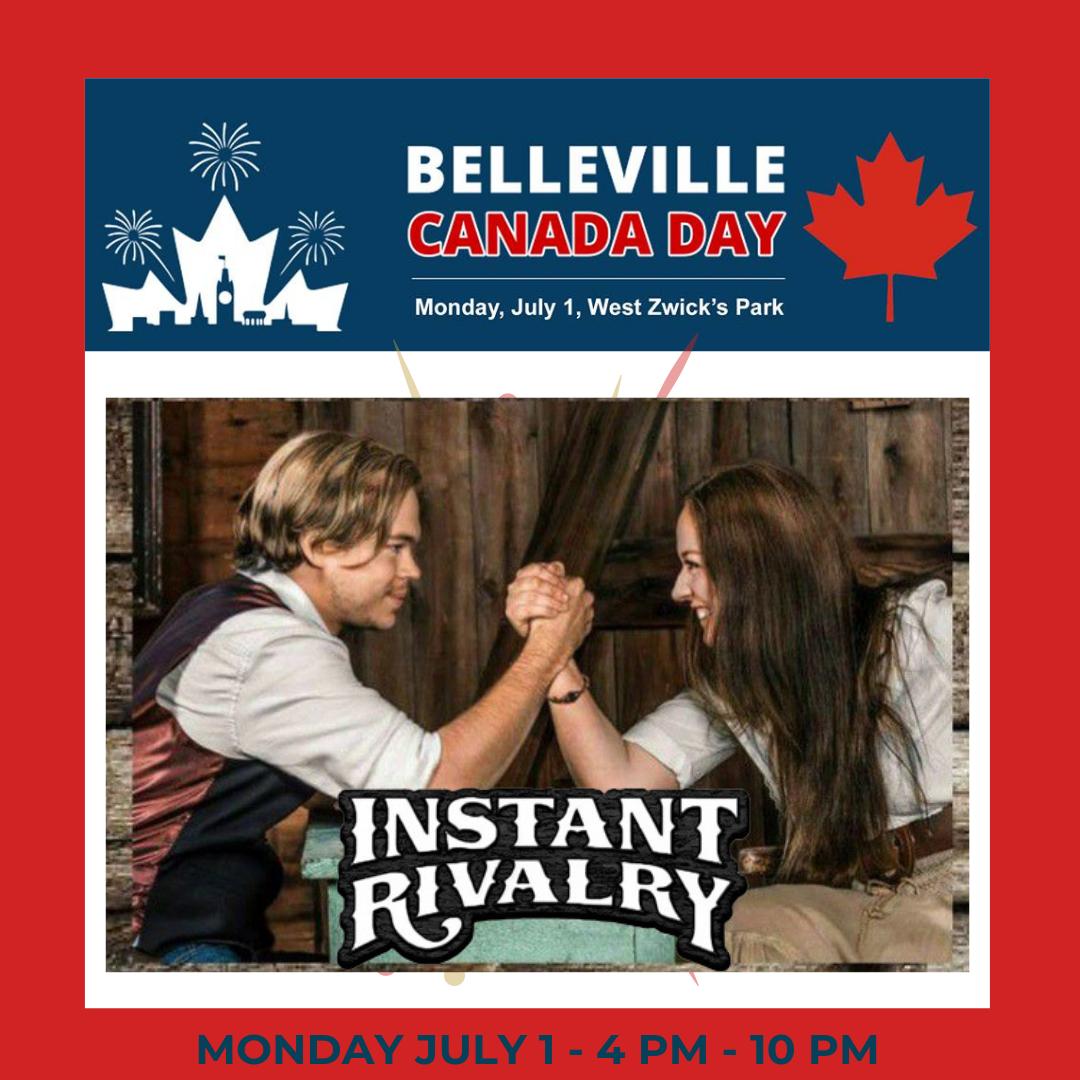 2019 Heritage Canada Stage Schedule,  Presented by <a href="/HeritageCanada/">Canada Heritage</a> -  Andy Forgie - 7:00 PM, Benni Vander - 8:00 PM, Instant Rivalry - 9:00 PM.  Live Music until the Fireworks at 10PM.