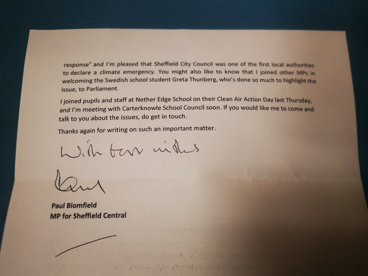 Some of our Y6 children received replies to their letters today. Thank you @PaulBlomfieldMP #sheffield #HBJ #Greensheffield