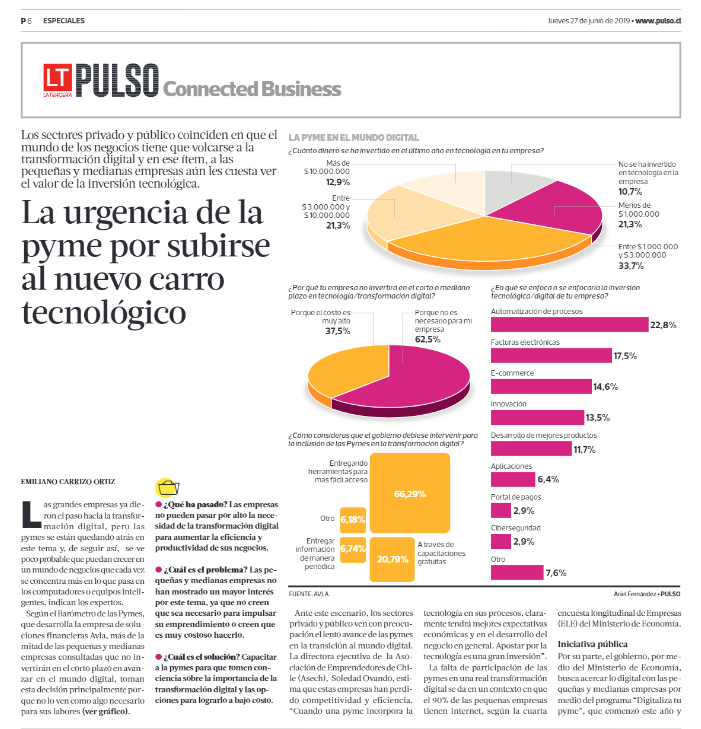 GobDigitalCL's tweet photo. Para los negocios y los #emprendimientos también es crucial subirse al carro de la #TransformacionDigital! Destacamos nota del diario @pulso_tw 👉 https://t.co/dqAWDpboZ9 https://t.co/kxgYdgmfpH