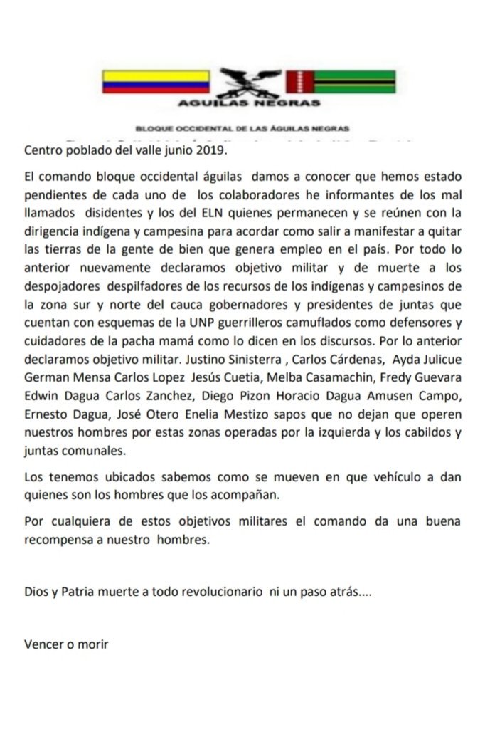 Orivac_Colombia's tweet photo. En el contexto de asambleas por las afectaciones a la madre tierra por la construcción de la vía Transversal Orinoquia-Pacifico aparecen amenazas de muerte contra autoridades y dirigentes indígenas de la #Orivac.
@ONIC_Colombia @CIDH @GobValle @ONUHumanRights @DESCA_CIDH https://t.co/tCGCT6BPHp