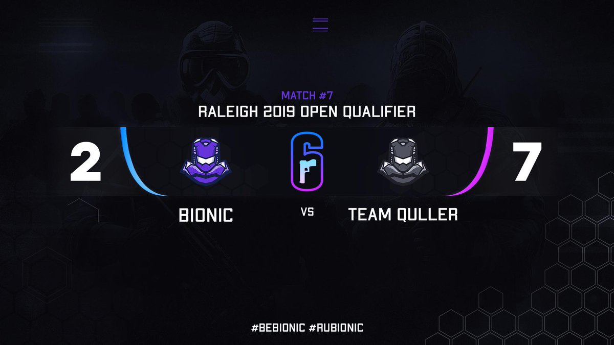 bionic_gg's tweet image. It was not meant to be today, GGWP #TeamQuller, we lose 2:7 and are out of the @ESLRainbowSix Raleigh Open Qualifier.
Our russian #R6Siege squad still had a good run, time to analyze, learn, and come back stronger 💪💪

#bebionic #becomeaprotector 💜