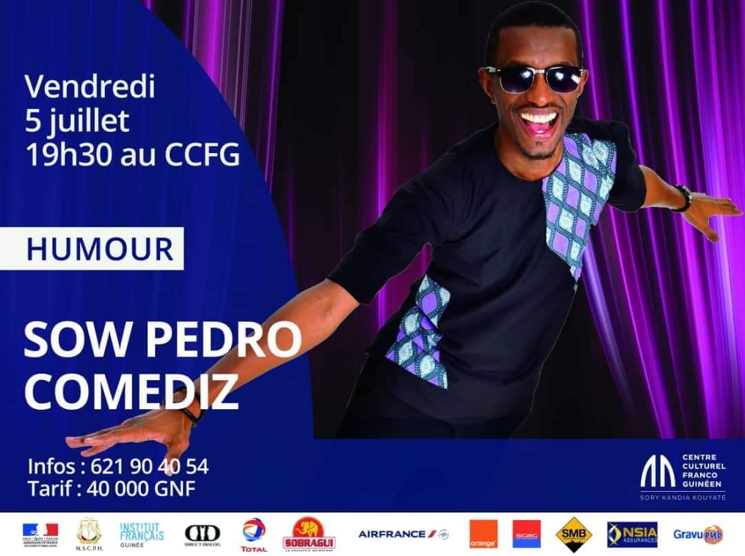 sowpedro120's tweet photo. La 1e ÉMISSION 🇬🇳 100% HUMOUR
Le #SowPedroComediz ENVAHIT
LE #CCFG CE #Vendredi5Juillet

Avec #SowPedro #RigelGandhi #DouraGuevara #KevinChico et bien d'autres...

infoline : •625801006 •621904054
#onnarretepluslamachine https://t.co/52jKR21qMw