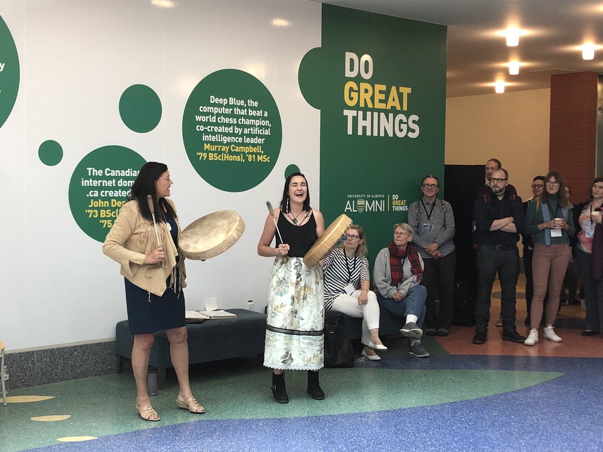 ISB12YEG's tweet photo. The Warrior Women with traditional Cree drumming and songs at the #ISB12 closing ceremony. Thanks to everyone for joining us! https://t.co/wLvqgxckms