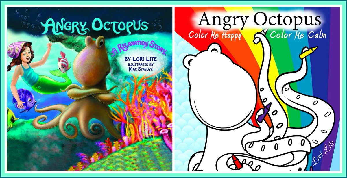 StressFreeKids's tweet image. Introduce your family to an Angry Octopus that learns how to calm down. Children relate to the story and coloring book. Use both to make it EASY! bit.ly/2BKpac #SEL #mindfulness #breathe #reducestress