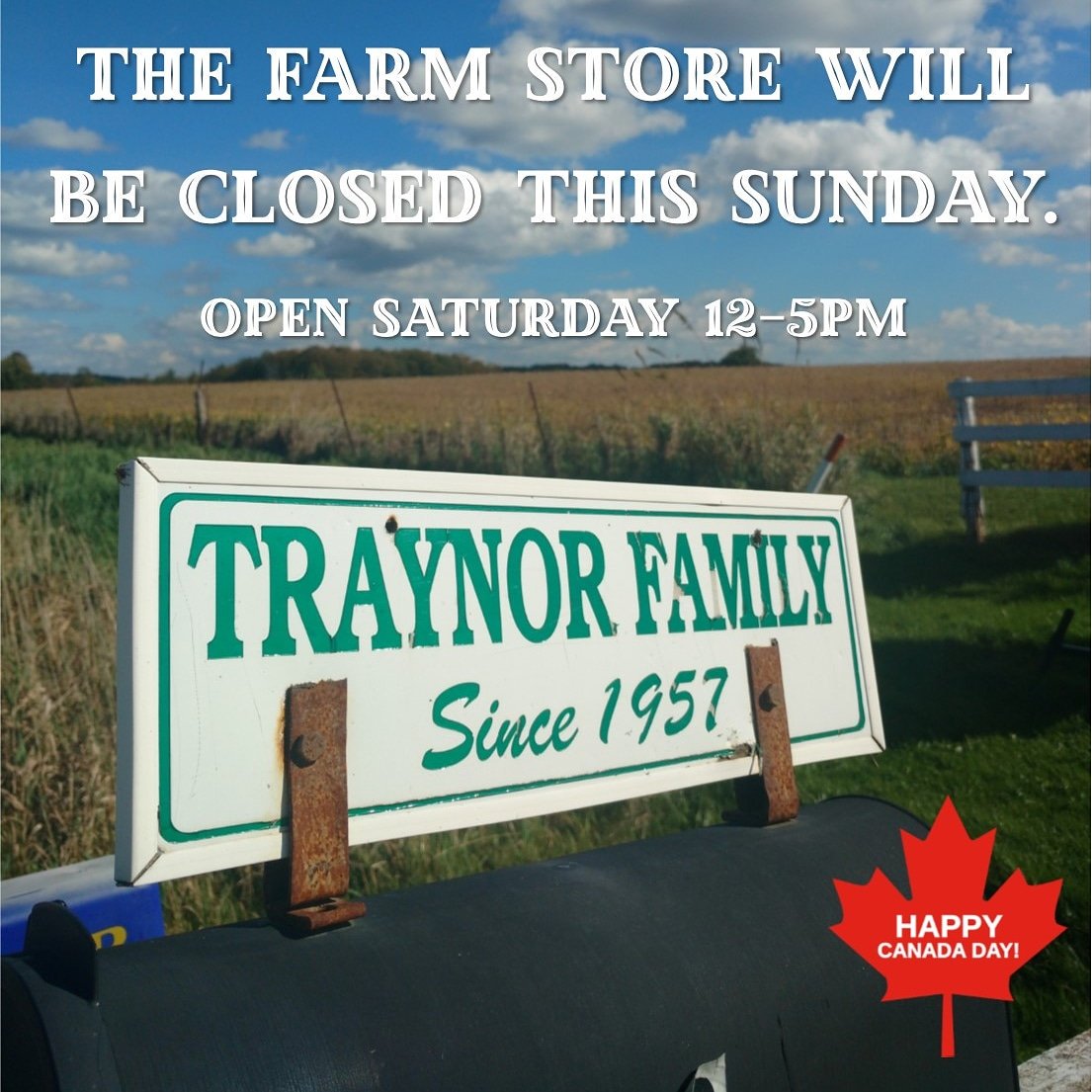 🇨🇦 Long Weekend Hours 🇨🇦
Saturday - <a href="/PTBO_SatMarket/">PTBO_SatMarket</a> and Farm Store, 12-5.
Celebrate this long weekend with a local, Canadian menu!

#traynorfarms #ohcanada #canadaday #farmersmarket #farmlife #ptbo #ptbolocal #ptboeats #kawarthas #keeneontario #osmtownship #ptbokawartha
