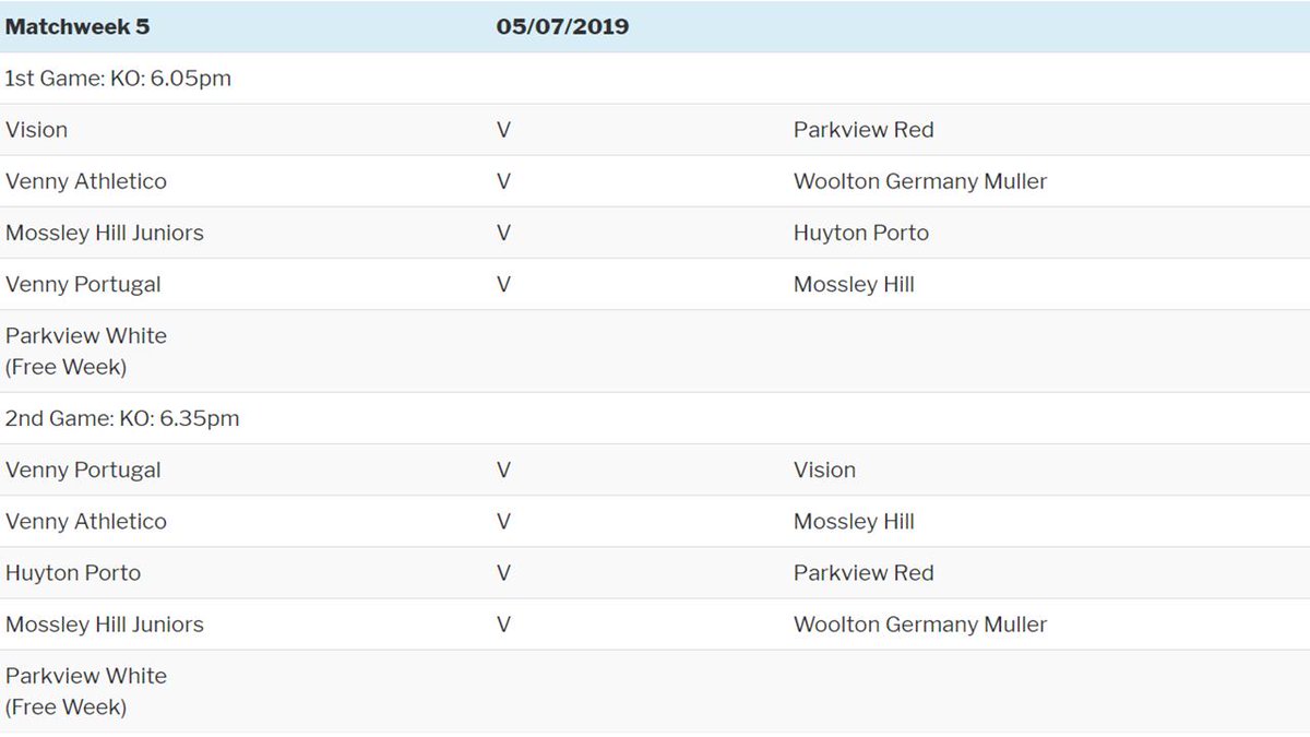 Next weeks fixtures
<a href="/MossleyhillJFC/">Mossley Hill JFC</a> <a href="/acsando78/">Huyton Porto / sando</a> <a href="/VisionFC2/">Vision FC U13 (24/25)</a> @VennyU7