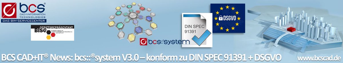 BCSCAD's tweet photo. … weitere Informationen zum neuen bcs::system V3.0 – dem DSGVO-konformen SMARTEN BIM / FM – PROJEKTRAUM gemäß DIN SPEC 91391 – unter 
https://t.co/BcGdLA9bUX + https://t.co/DXzyUvJnxt

#BIMExperte #bcssystem https://t.co/ZI78z52ulB