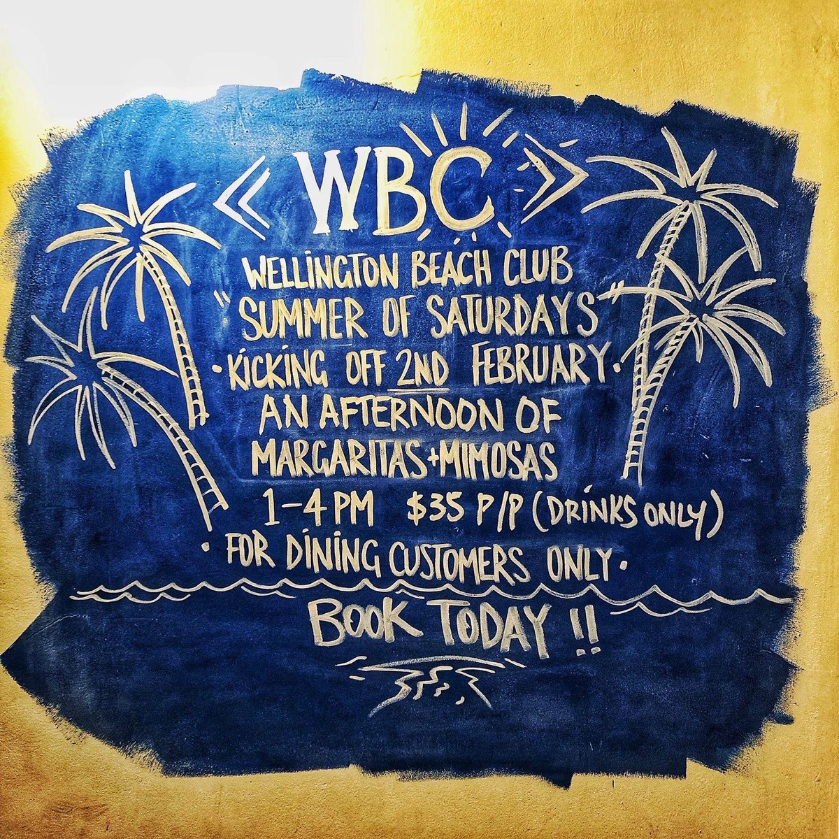 Last chance to hit the Beach Club today!!
It’s going down today 1-4pm
*
*
*
#wbc #wellingtonbeachclub #margarita #mimosas #summerofsaturdays #theperfectafternoon #booknow