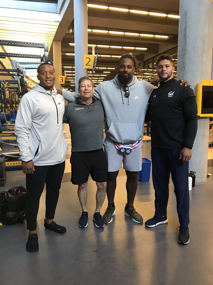 Fun to catch up with Cal NFL Pros Jordan Kunaszyk (Panthers), Hardy Nickerson (Bengals) and Cameron Jordon (Saints) in the weight room this morning! Go Bears! <a href="/CalAthletics/">Cal Athletics</a> <a href="/CalFootball/">Cal Football</a>