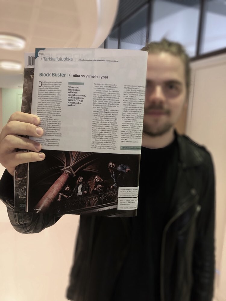 BlockBusterFIN's tweet photo. Some familiar faces in the new issue of @soundilehti. Out now! #blockbusterband #soundi https://t.co/Dph9e1vpD1