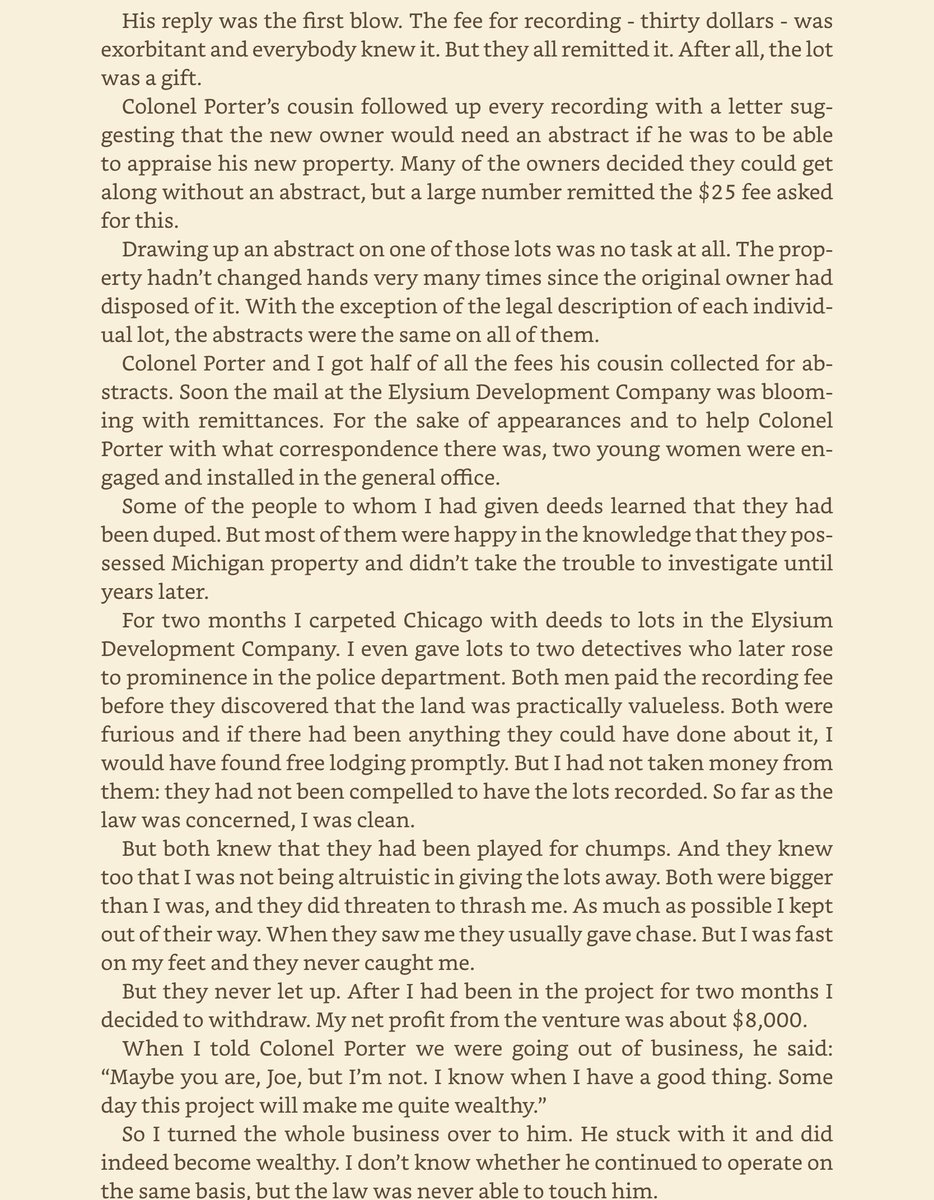 Here’s the details of how the con worked. Very simple, but with some small investment a huge return (in exchange for having to run away from ppl who want to give you a good thrashing)

I love these old con games.