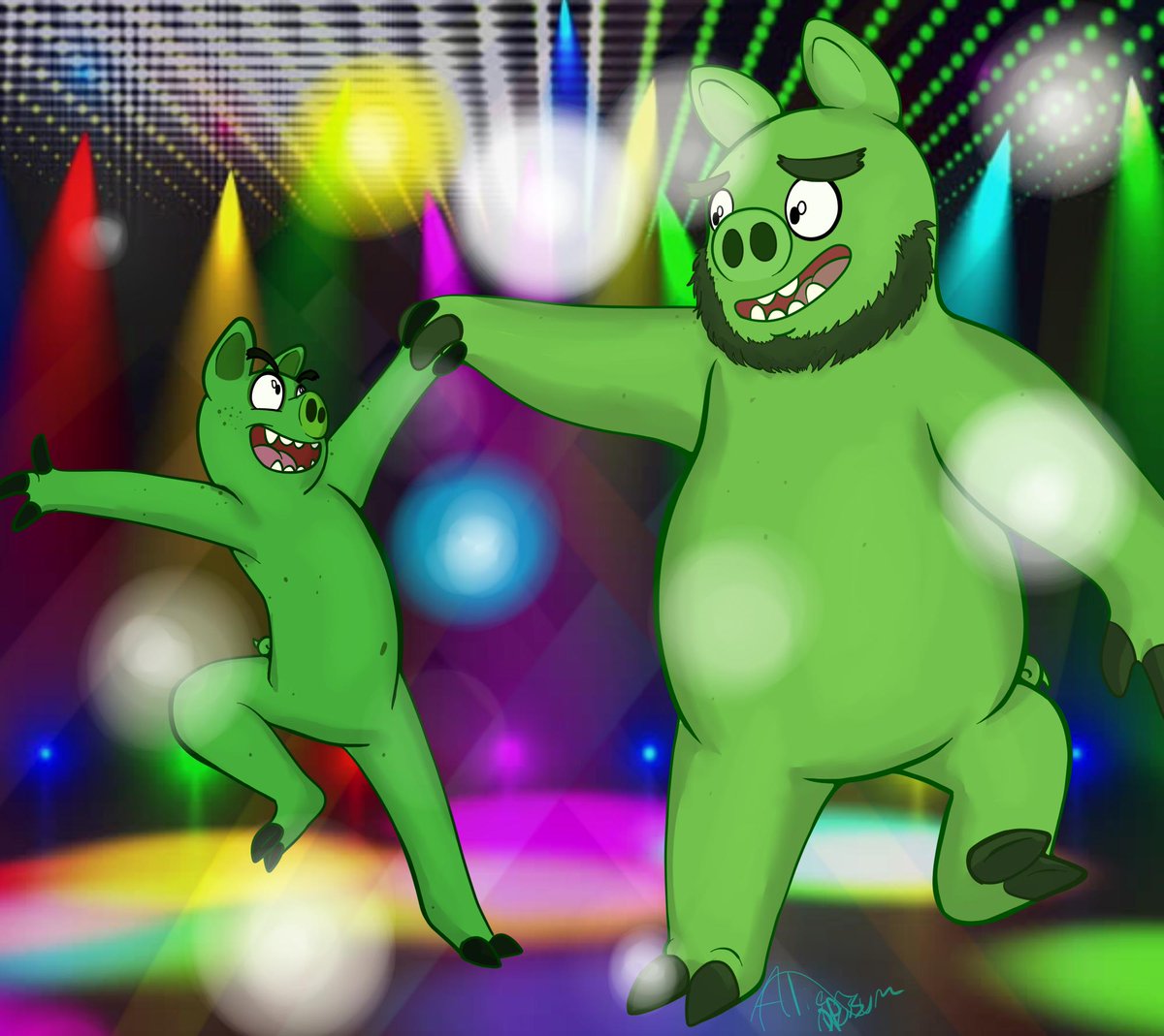 Alien_Opossum's tweet photo. "I want you by my side
So that I never feel alone again"
The cheesiest, sappiest picture I could do based on the dancing in the movie. Another snippet of mine and @KoiliTheArtist's AU 
#angrybids #badpiggies #ross #KingMudbeard https://t.co/h6ZUWjtGEH