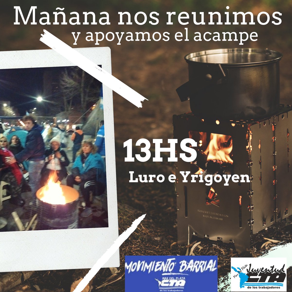 Mañana 13hs nos reunimos en Luro e Yrigoyen, y además estaremos bancando el acampe de los compañerxs por el reclamo a la desocupación y falta de alimentos. 

¡Sumáte a participar!