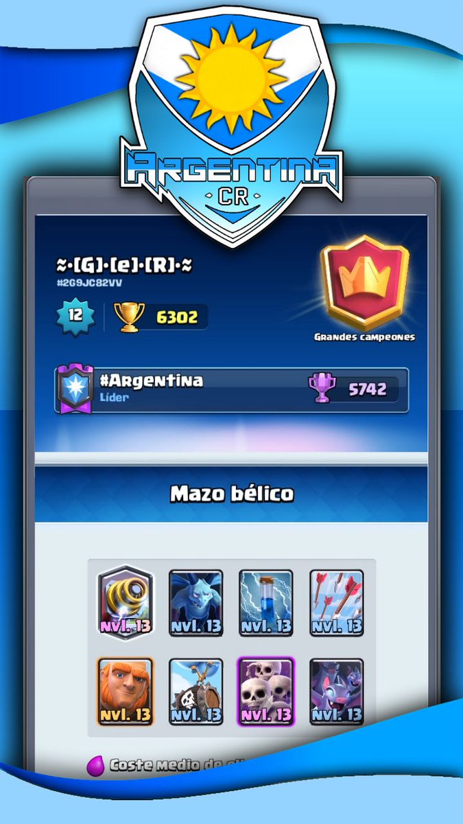🛑▪Nuevo Récord Personal! 🏆🔝

▪▪▪

🏆| Trofeos: 6302 🔝

🌎| Pais: Argentina 🇦🇷
🇦🇷| Provincia: Córdoba, Capital 🍻

👤| Edad: 19 años 👌🏻

▪▪▪

🇦🇷▪Orgulloso de pertenecer a esta gran Organización eSports! @_Argentina_CR_ 

🛑▪Youtube: GeR 00
➡️▪Youtube.com/channel/UC7gzP…