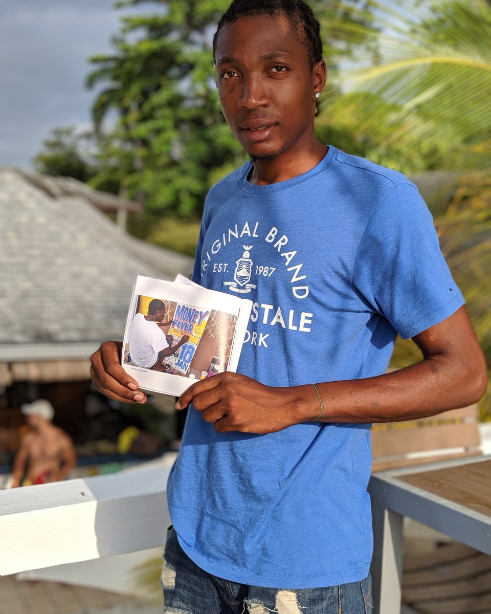 traceythorne's tweet photo. I made a zine to bring to #jamaica to give to some of the #signpainters I met for the project so they can see how I have used the work. Gave the first one today to Bug Art talented painter #Jamaica #handpaintedjamaica https://t.co/TPZ86Bd690