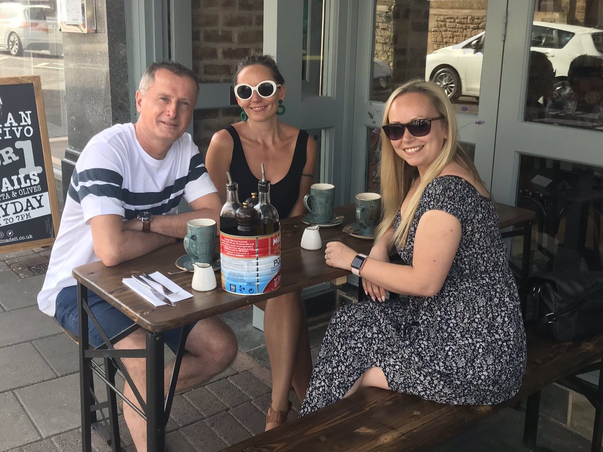 How lovely! Sitting outside in the warm air with the band before we set up for our gig. You gotta love summer time in the UK! #wedding #singers #band #alfresco #summertime #coffee #pizza <a href="/valentina/">valentina de santis</a> <a href="/WeybridgeSurrey/">All About Weybridge 💙💛</a>