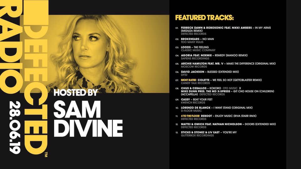 GettoblasterDJ's tweet image. Big love, @samdivine for playing our Remix of @djcolette “We Feel So Hot” on @DefectedRecords radio this week! #HouseMusic #defectedradio
