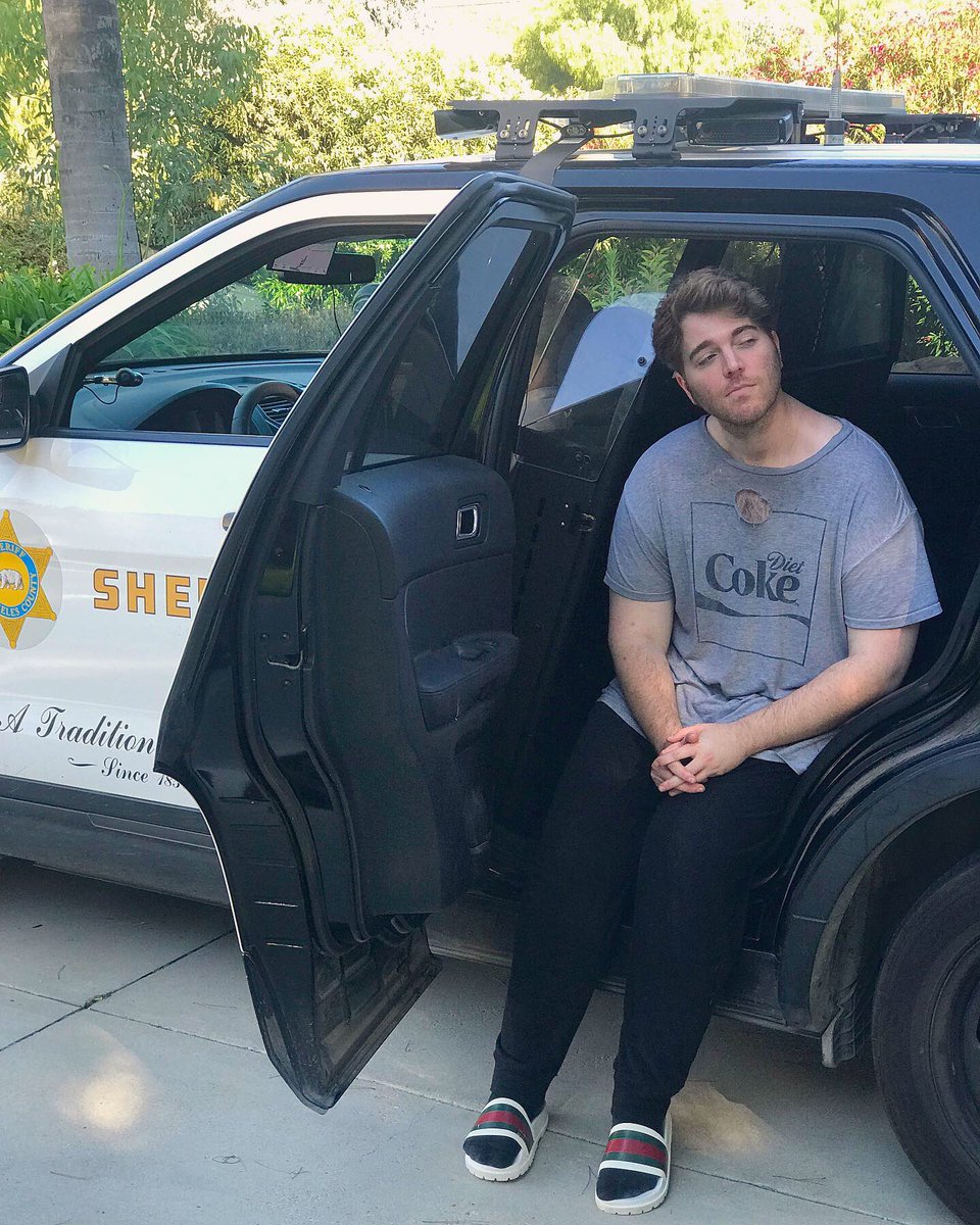 shanedawson's tweet photo. I get my best thinking done in the back of a cop car. https://t.co/HJI0GKR7Or