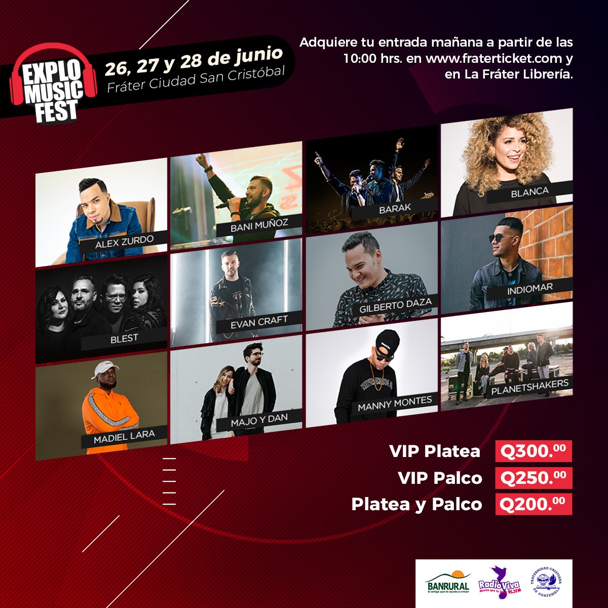 explomusicfest's tweet photo. (1/2) @AlexZurdoMusic @BaniMunOficial @GrupoBarak @blestband @EvanCraft @gilbertdaza @IndiomaR03 @Madiel_lara @majosolis @MannyMontes @planetshakers y @therealBlanca en #Explo2020 https://t.co/f2U6v5uYSx