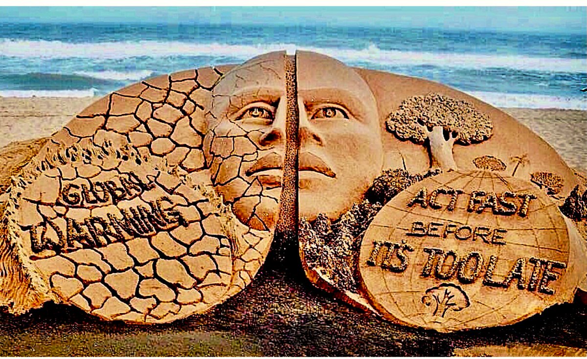 sudarsansand's tweet image. ACT FAST BEFORE IT’S TOO LATE . One of My SandArt at Puri beach in India on #ClimateAction.