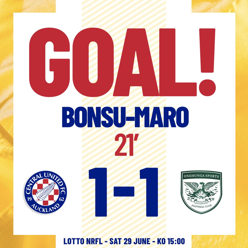 CentralUtd_FC's tweet photo. 21-' ⚽️GOAL!!! Maro Bonsu-Maro with a near instant equaliser for Central #YellowYellow @LOTTONRFL 1-1 https://t.co/L8k6dQsRnB