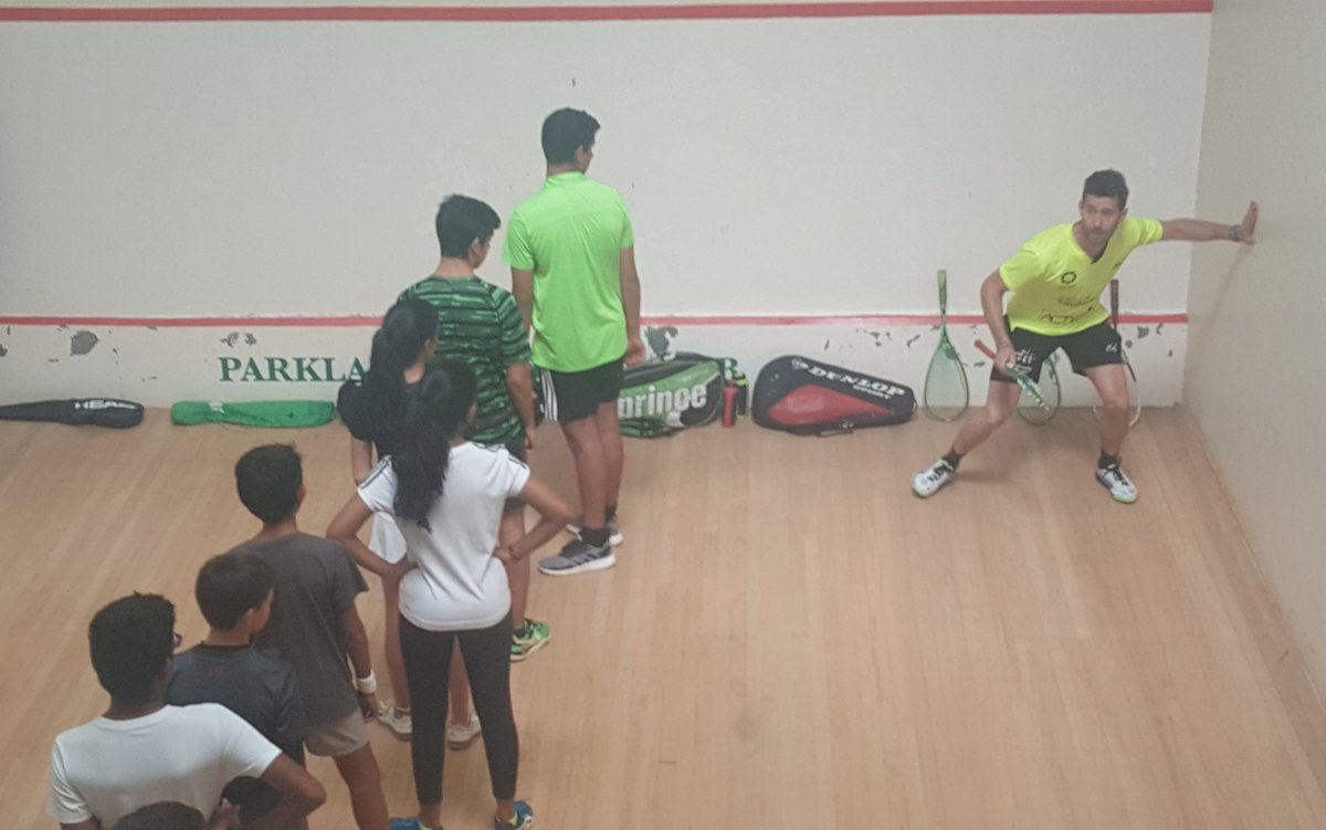 WorldSquash's tweet photo. Juniors literally jumping for joy as they learn #squash from the world's best @CamilleSerme &amp; @golansquash 

#WSFAmbassadors https://t.co/fiDQiG8h4F