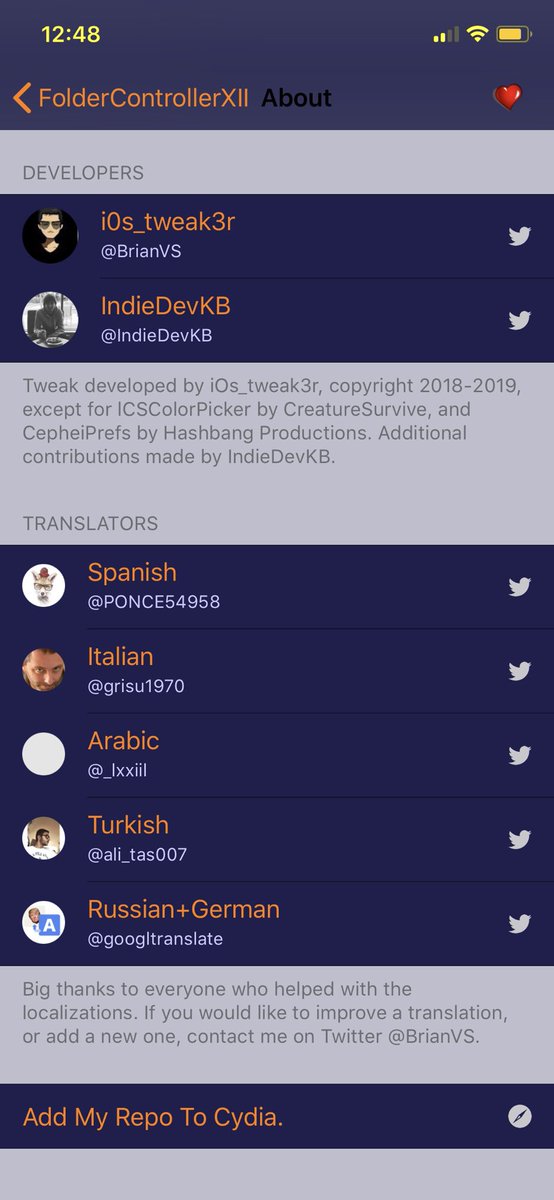 BrianVS's tweet photo. Just made a build with Turkish translations of #FolderControllerXII, so now it’s in English, Spanish, German, Italian, Arabic, Turkish(thx @ali_tas007) & Russian. Going to update tomorrow hopefully after testing to make sure I didn’t mess anything up, and maybe adding French. https://t.co/C0qKV5V1uw
