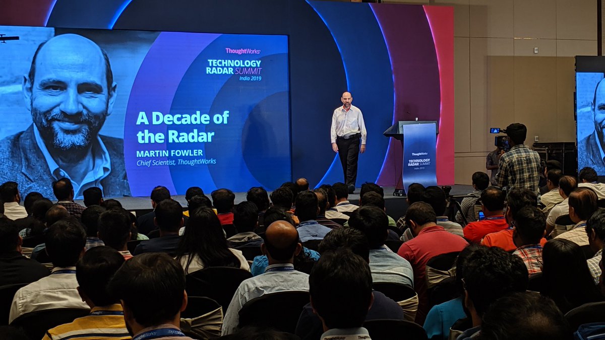 thoughtworksIN's tweet photo. @martinfowler kickstarts the first edition of ThoughtWorks Tech Radar Summit in India. A fascinating decade-long journey of the Radar! #TWTechRadar #TWISummit @thoughtworks https://t.co/o3g2drIr2g