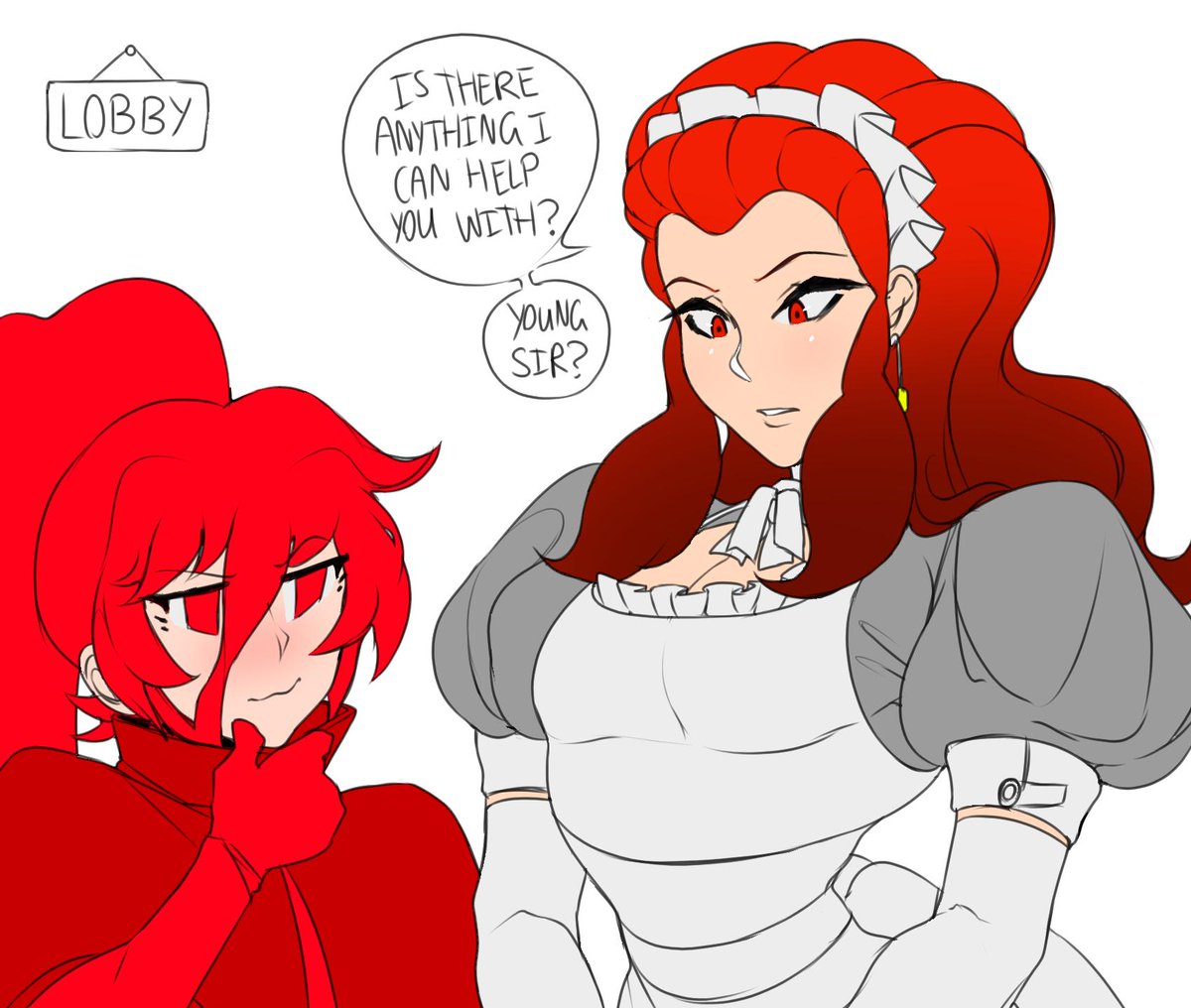 A red boy with a red Maid for @foxxy_spice ! 