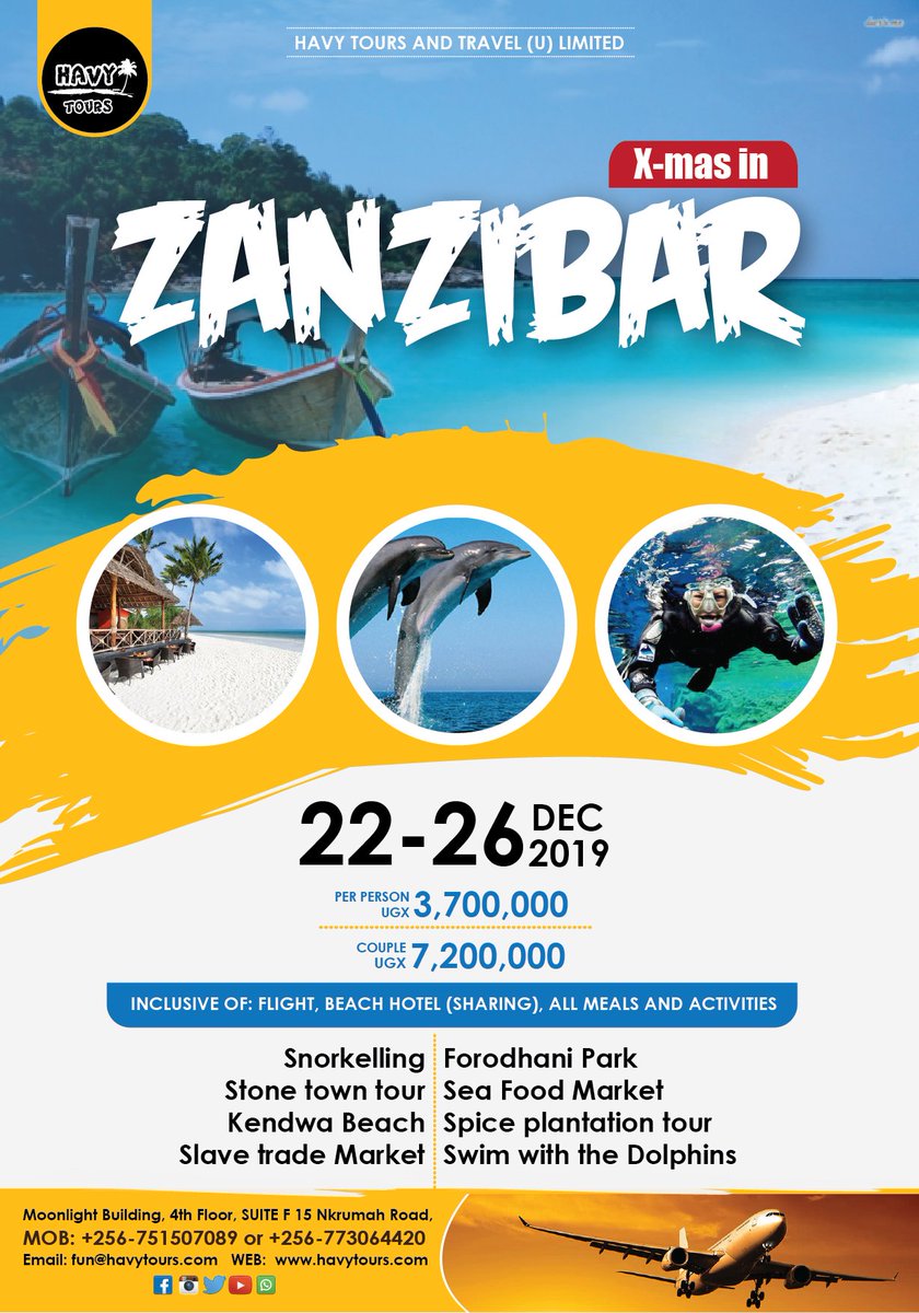 HavyAnd's tweet photo. Our Zanzibar Holiday package has never been this #Exciting, #Better and #Improved! Simply awesome, This is your Ideal vacation choice! #LIMITED_TICKETS, Give your life a treat, make your DEPOSIT NOW and kick Zanzibar off your Bucketlist.
Please call: 0751507089
#HappinessStreet. https://t.co/gyTdpK6jJX