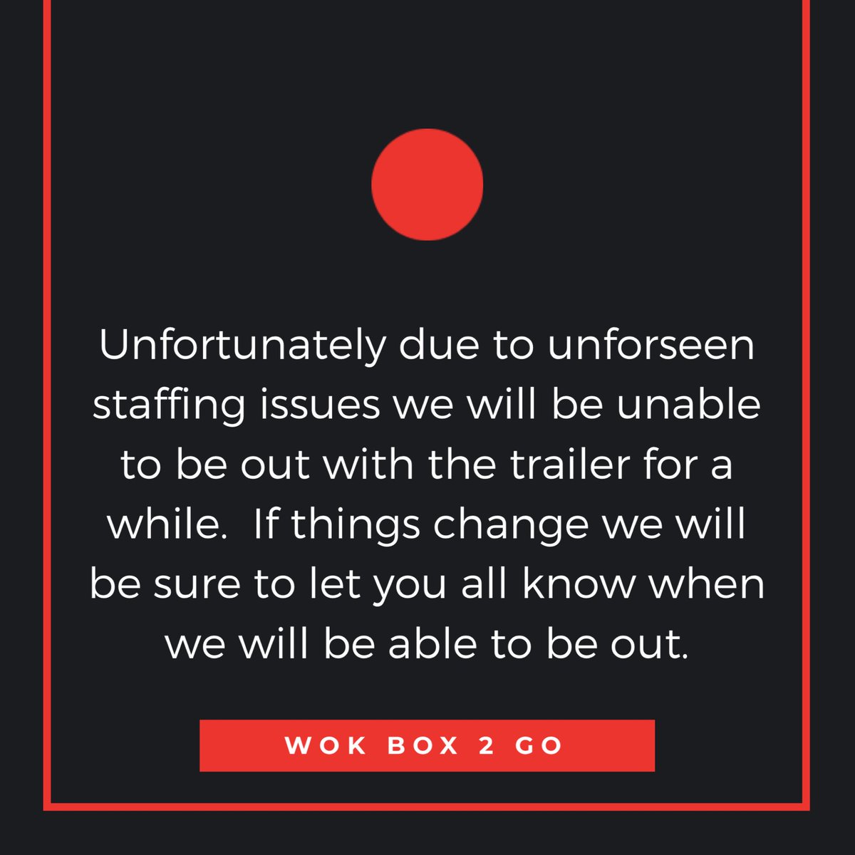 WKBX2GO's tweet photo. We hope to be back as soon as we can!!  Please keep your eyes peeled for news!!  #wokbox #wkbx2go #wearehiring #wokboxreginasouth https://t.co/XWo6Kbahb0