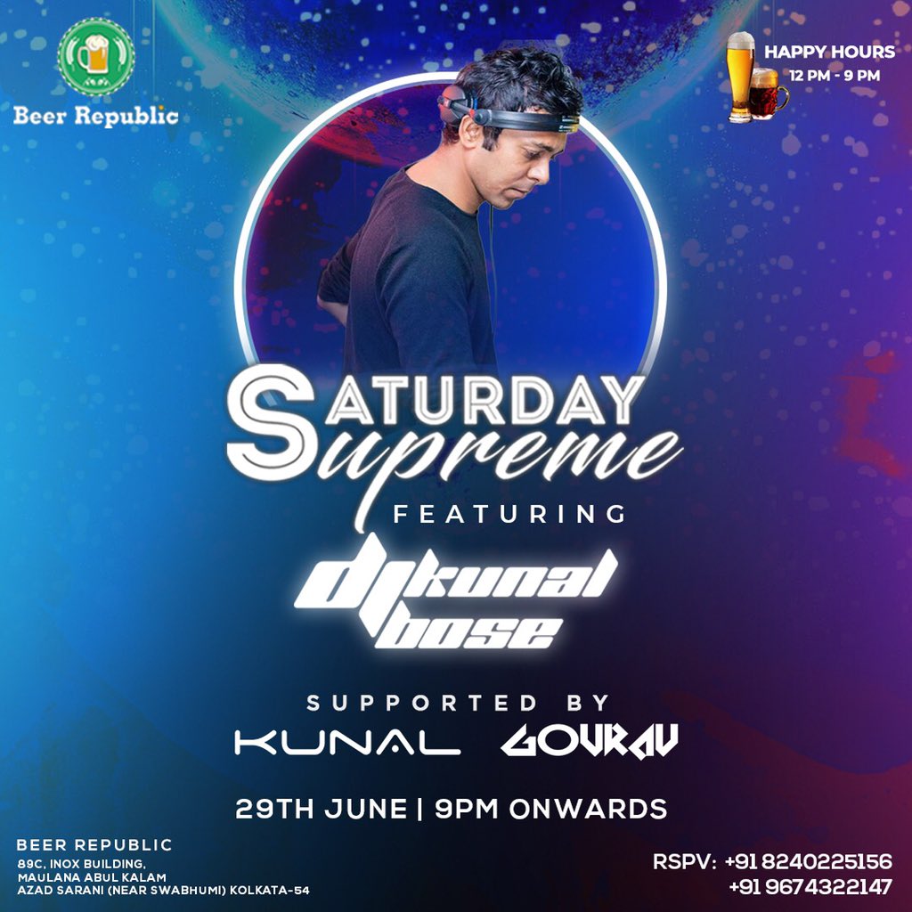 Saturday Supreme at Beer Republic tonight. #beerrepublic #djkunalbose #saturdaynight #kolkatanightlife #letsparty