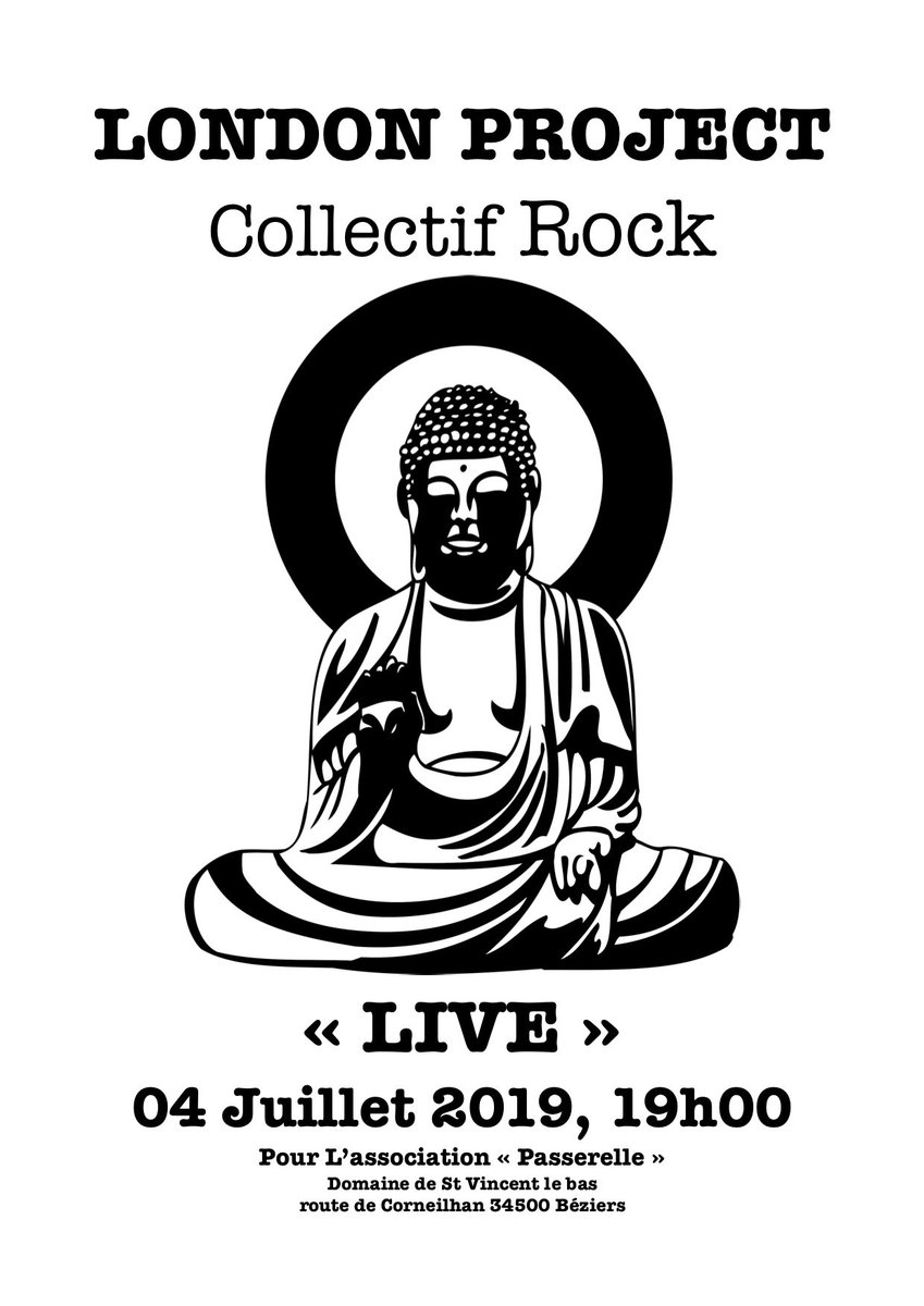 CONCERT LONDON PROJECT 04 JUILLET 2019 ( Rock ) 19HOO 
POUR L'ASSOCIATION PASSERELLE (Chirurgie pour l'Afrique) 
Rendez-vous nombreux ! 
DOMAINE SAINT VINCENT LE BAS, Route de CORNEILHAN 34500 BEZIERS 
See U IRL!!!!
Herbert!