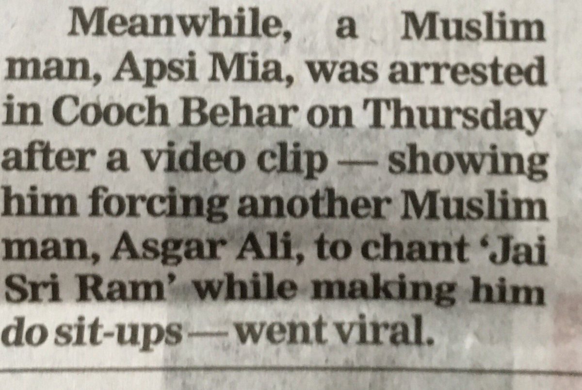 Muslim man arrested for torturing another Muslim man and forcing him to chant Jai Shri Ram.This follows eye-witnesses rubbishing a Madrasa teacher's claim that he was beaten and forced to chant Jai Shri Ram.A new template has been found. (image via  @swati_gs)