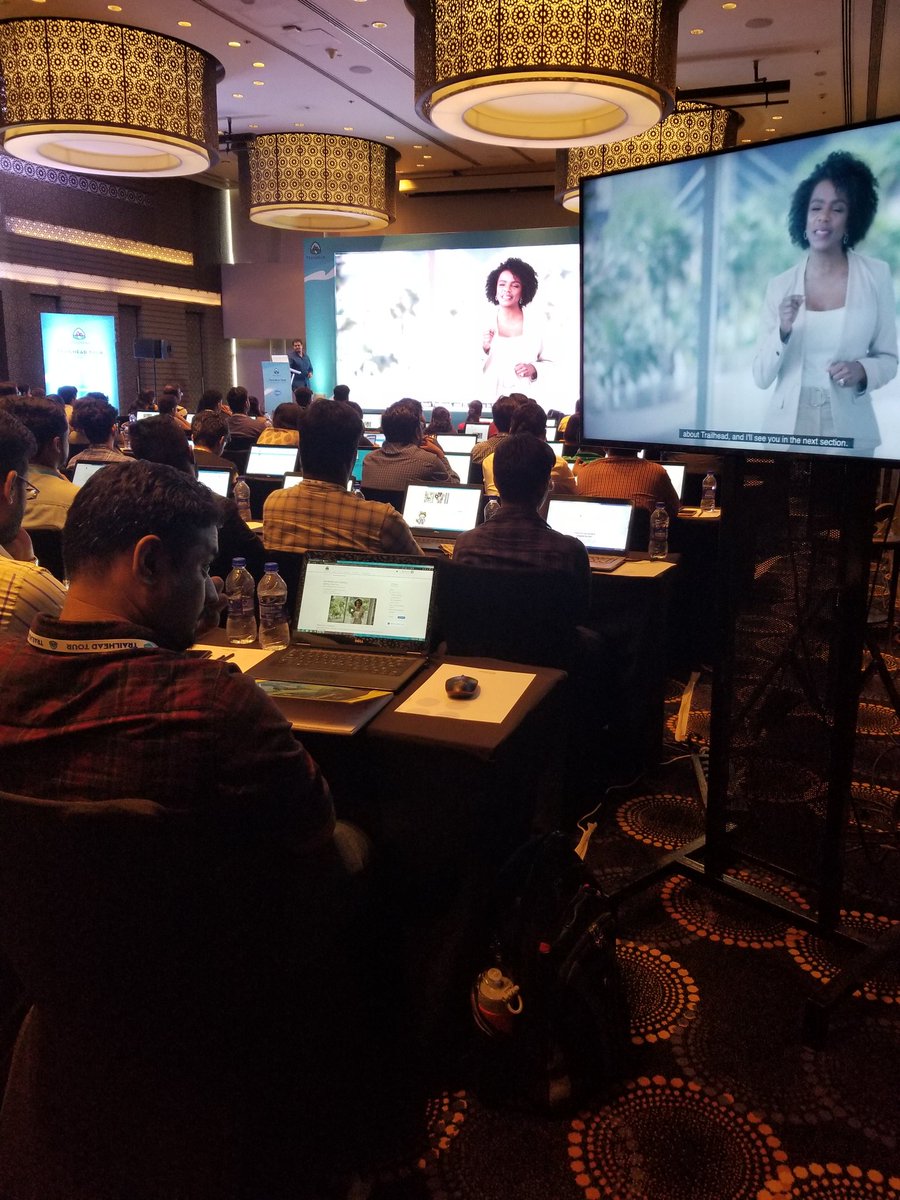 jayeshtej's tweet photo. ..And the journey begins on @trailhead for the seekers in the fully packed room

Participants get to listen to @LeahBMH talking about What is Trailhead?

#Salesforce #beatrailblazer #pune #journey2salesforce https://t.co/Y0uiSdF1oU